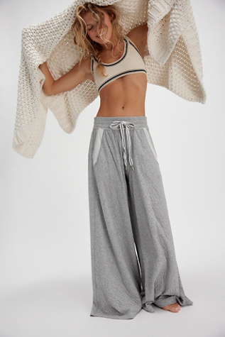 Wait A Minute Wide-Leg Lounge Pants By Intimately At Free People In Heather Grey, Size: Large