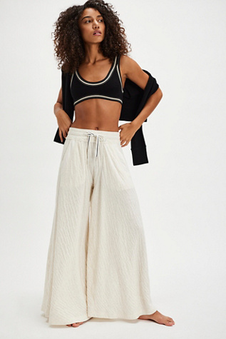 Wait A Minute Wide-Leg Lounge Pants By Intimately At Free People In Oatmeal Heather, Size: Large