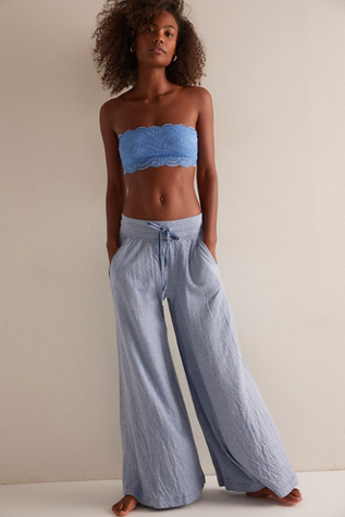 Wait A Minute Wide-Leg Lounge Pants by Intimately at Free People in Blue, Size: M