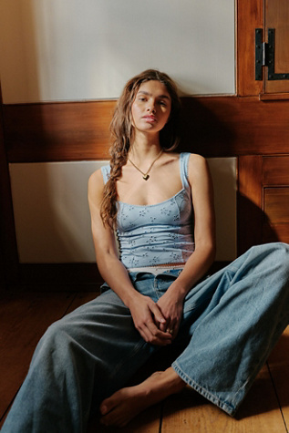 Full Bloom Eyelet Cami by Intimately at Free People in Blue, Size: S