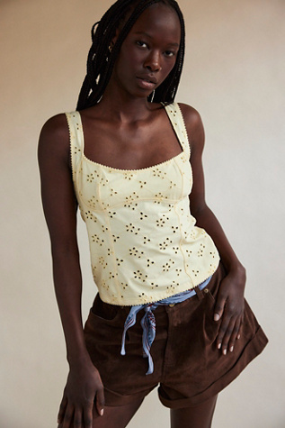 Full Bloom Eyelet Cami by Intimately at Free People in Yellow, Size: L