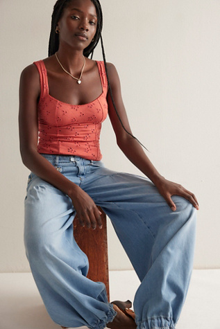 Débardeur Free People Orange - Côté Ouvert, Encolure Scoop, Taille M, Neuf