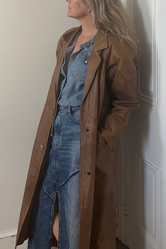 Vintage Brown Leather Long Coat Selected by KA.TL.AK #1