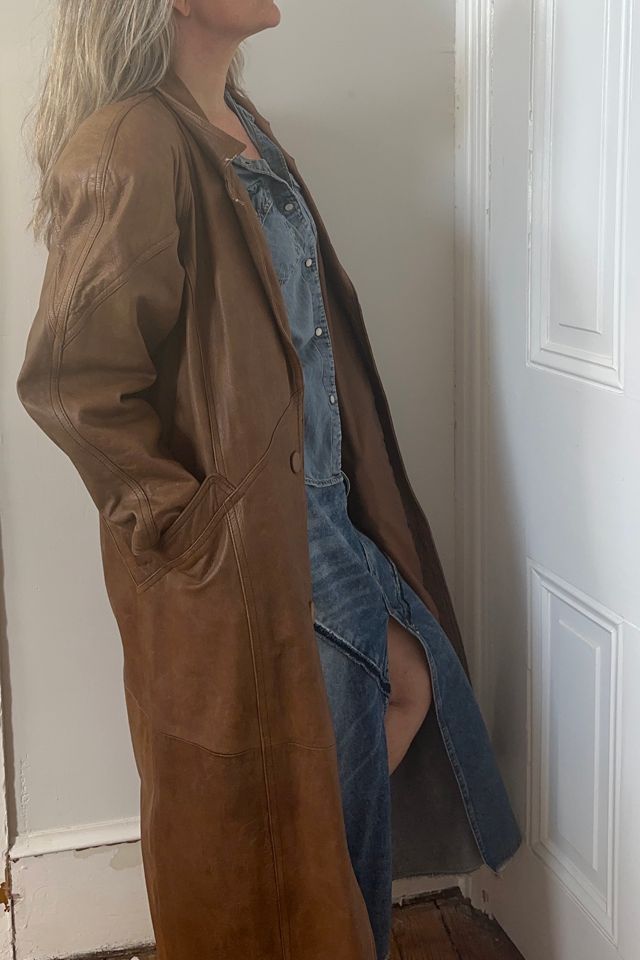 Vintage Brown Leather Long Coat Selected by KA.TL.AK #2