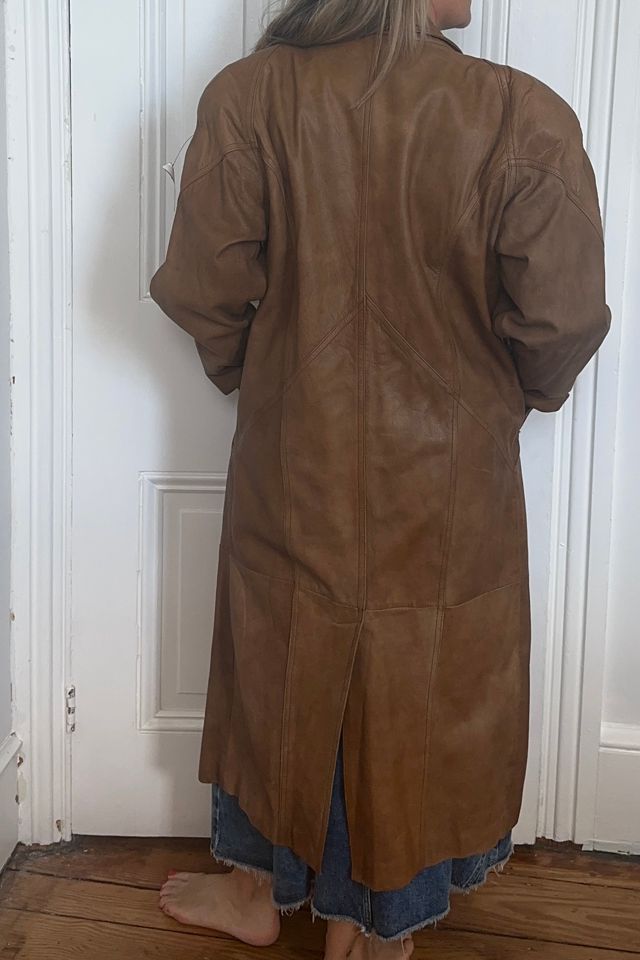Vintage Brown Leather Long Coat Selected by KA.TL.AK #3