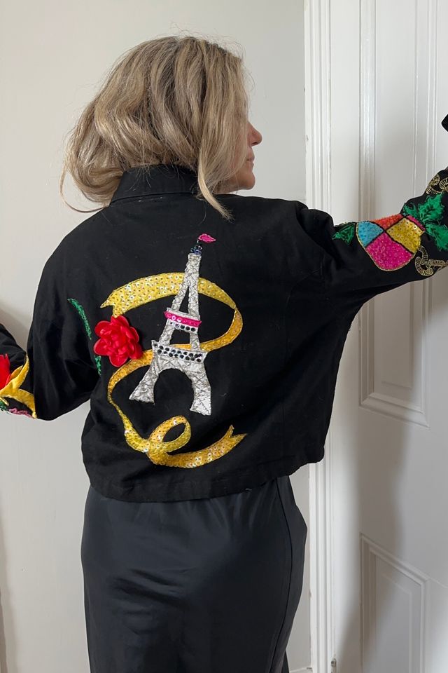 Vintage 1980’s Black Embellished Cropped Lightweight Jacket Selected by KA.TL.AK #1