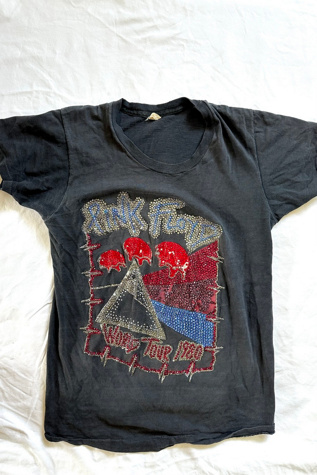 Vintage 1980 Hand Bejeweled Pink Floyd World Tour Tee Selected by Cherry