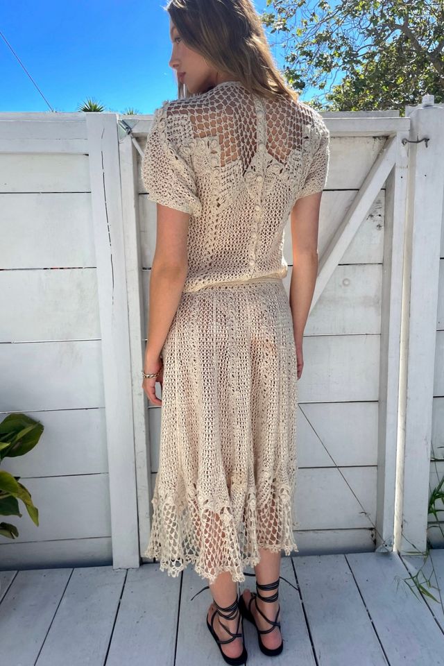 Crochet Lace Natural Skirt Set Selected by Madly Vintage #3