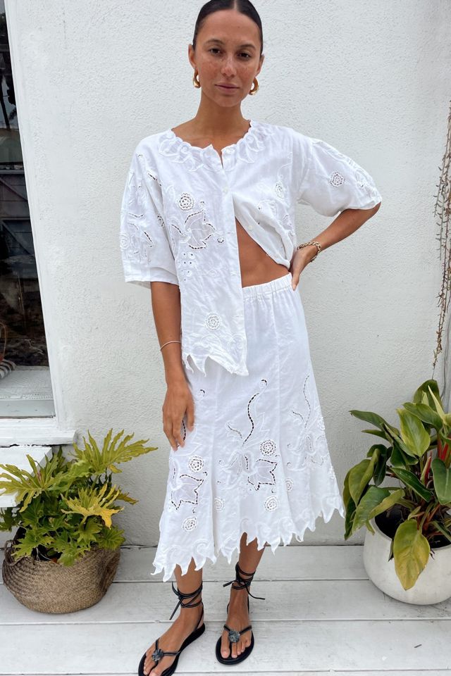 Cotton Vine Embroidered Skirt Set Selected by Madly Vintage #1