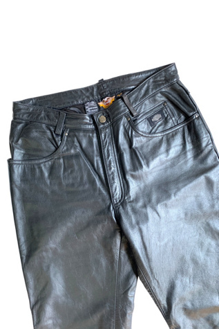 Женские брюки SharpLilTeeth Vintage Black Leather Biker Pants Selected, цвет: Чёрный — фото 2