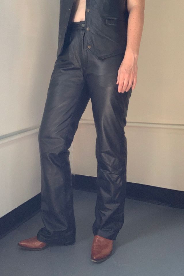 Vintage Black Leather Biker Pants Selected by SharpLilTeeth #3