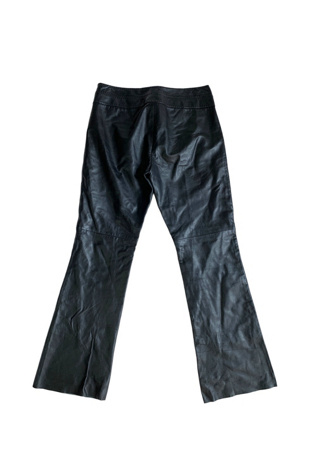 Женские брюки SharpLilTeeth Vintage Black Leather Flare Leg Pants Selected, цвет: Чёрный — фото 2