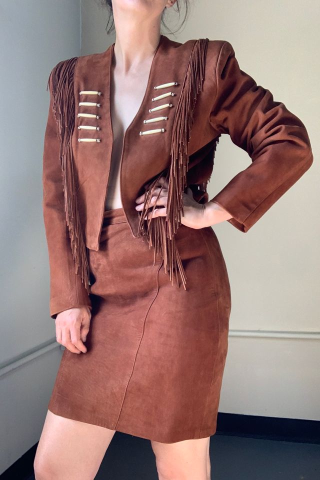 Vintage 1980s Suede Fringe Jacket & Skirt Set Selected by SharpLilTeeth #2