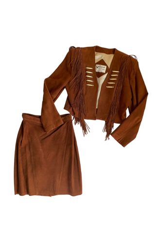 Vintage 1980s Suede Fringe Jacket & Skirt Set Selected by SharpLilTeeth