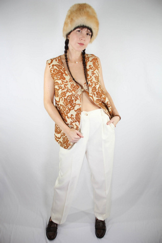 1980s Cream Faux Wool Relaxed Fit Pants Selected By Moons + Junes Vintage