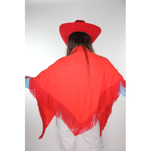 Vintage Red Western Fringe Shawl Selected By Moons + Junes Vintage #1