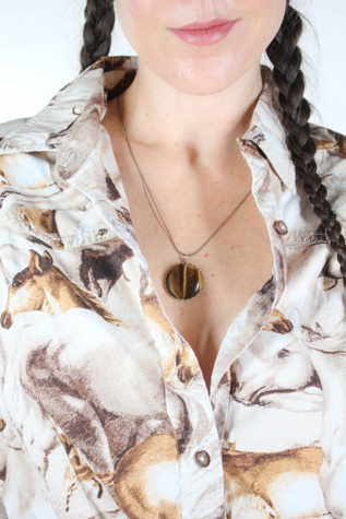 Vintage Tigers Eye Pendant Necklace Selected By Moons + Junes Vintage