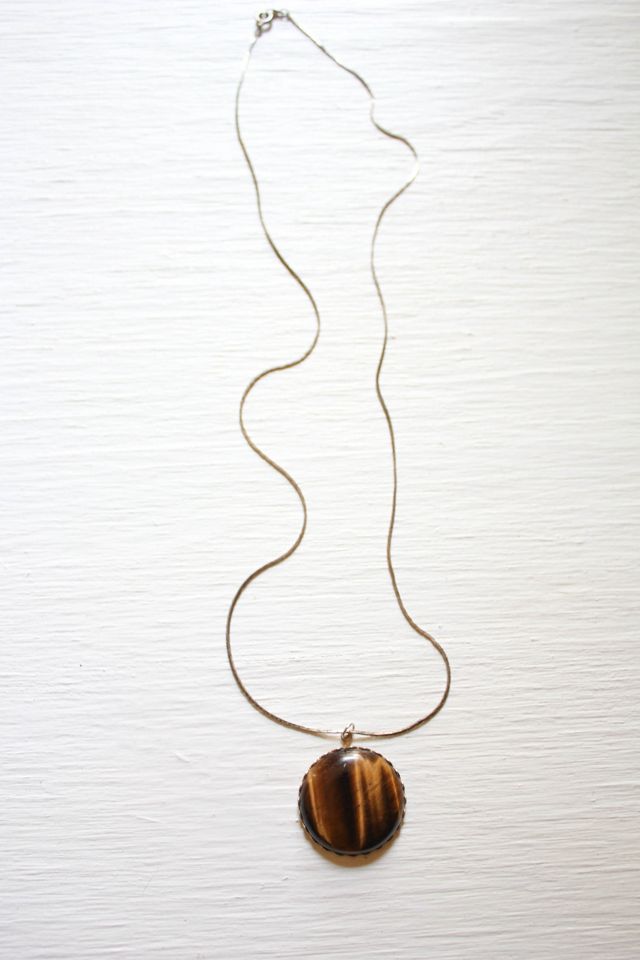 Vintage Tigers Eye Pendant Necklace Selected By Moons + Junes Vintage #2