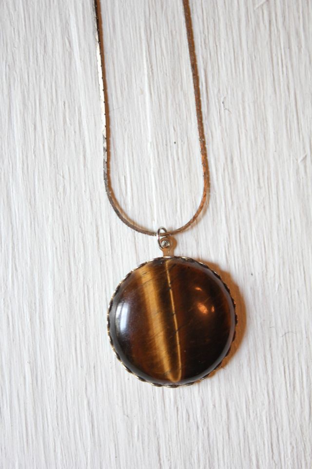 Vintage Tigers Eye Pendant Necklace Selected By Moons + Junes Vintage #3