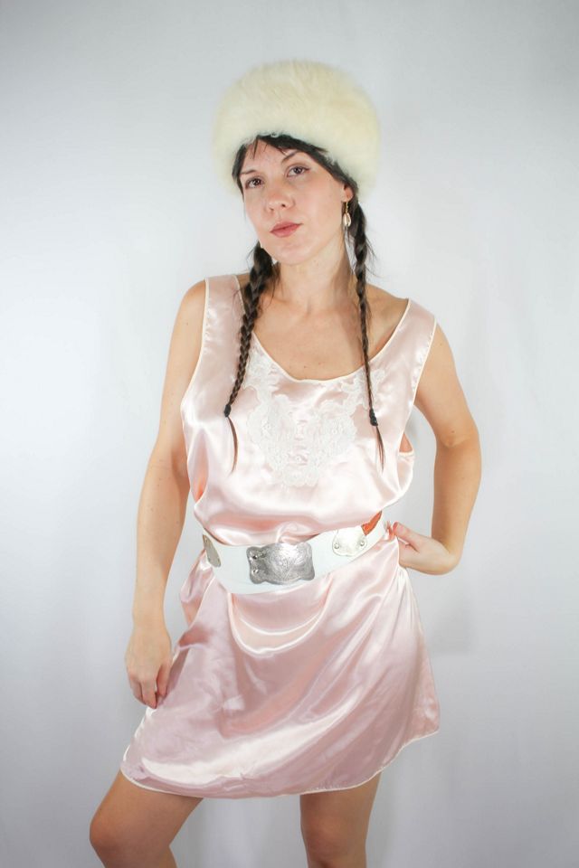 1980s Intimates Pink Satin Lace Dress Selected By Moons + Junes Vintage #1