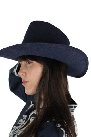 Женский головной убор Moons + Junes Vintage 1980s Denim Cowboy Hat Selected, цвет: Варёный — фото 2