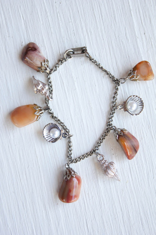 Vintage Seaside Pearl Shell Charm Bracelet Selected By Moons + Junes Vintage