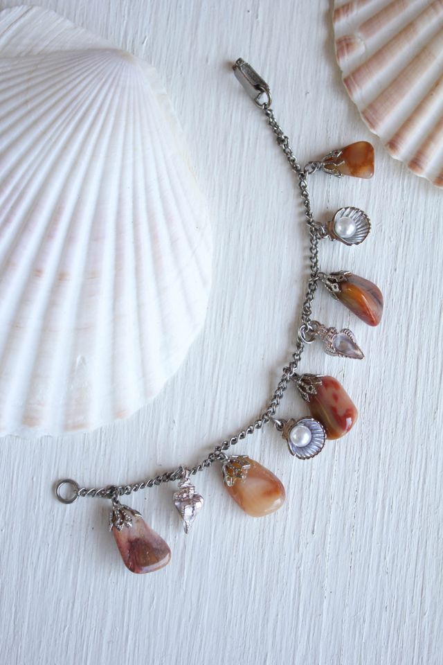 Vintage Seaside Pearl Shell Charm Bracelet Selected By Moons + Junes Vintage #2