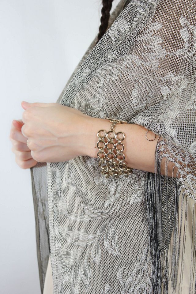 Vintage Gold Chain Link Cuff Bracelet Selected By Moons + Junes Vintage #1