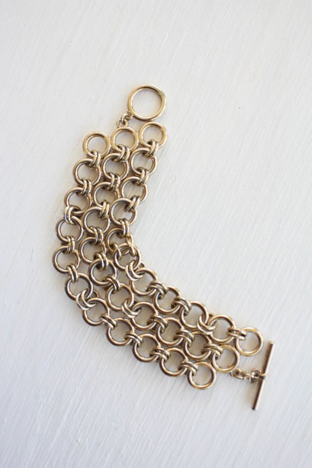 Vintage Gold Chain Link Cuff Bracelet Selected By Moons + Junes Vintage #2