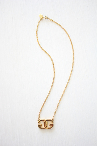 Vintage Authentic Givenchy Logo Gold Collar Necklace Selected By Moons + Junes Vintage