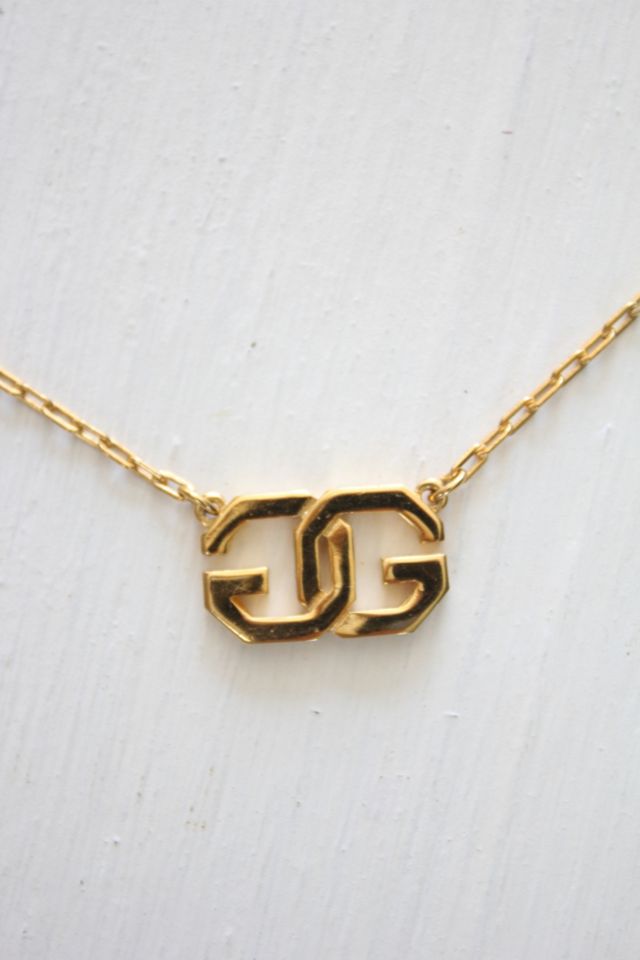 Vintage Authentic Givenchy Logo Gold Collar Necklace Selected By Moons + Junes Vintage #1