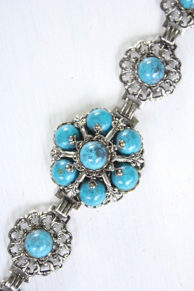 Vintage Turquoise Austro-Hungarian Silver Bracelet Selected By Moons + Junes Vintage #1