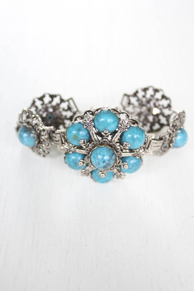 Vintage Turquoise Austro-Hungarian Silver Bracelet Selected By Moons + Junes Vintage #2