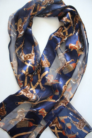 Vintage Western Horse Sheer Silk Scarf Selected By Moons + Junes Vintage