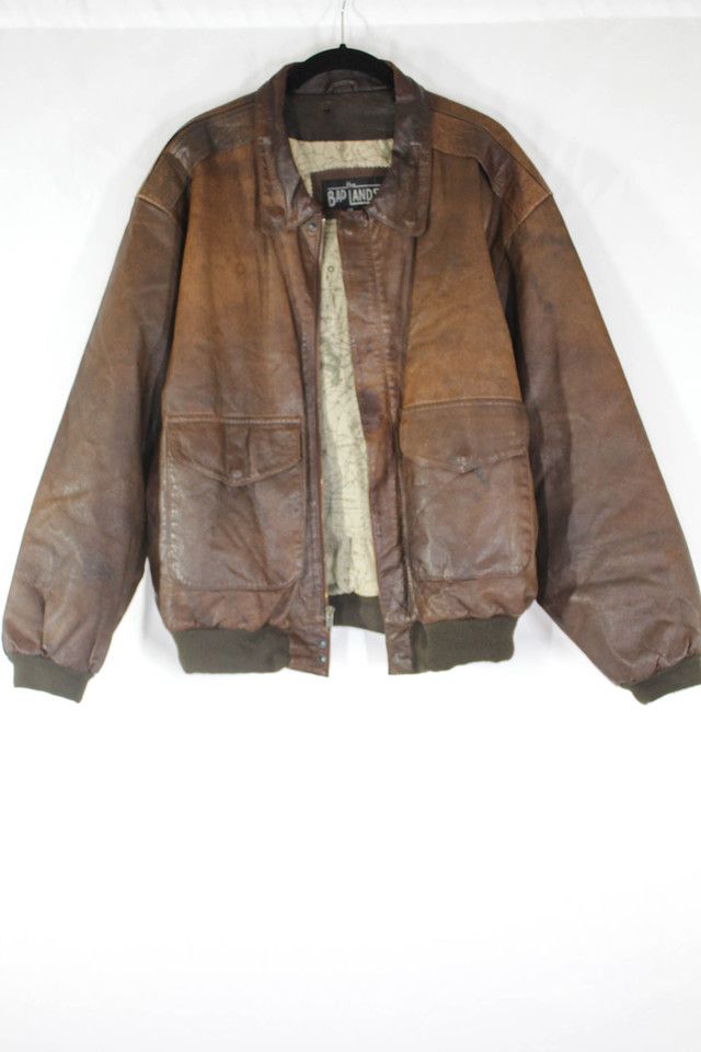 Vintage Unisex Distressed Leather Biker Bomber Jacket Selected By Moons + Junes Vintage #3