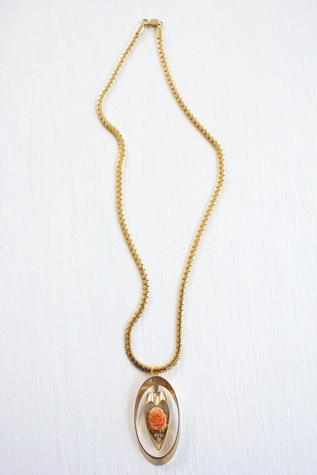 Vintage Rhinestone Rose Heart Pendant Gold Chain Necklace Selected By Moons + Junes Vintage