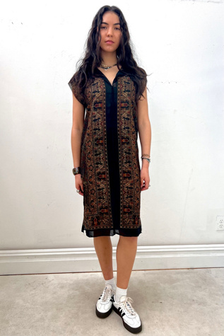 Anna Corinna Reworked Vintage Shear Chiffon Midnight Paisley Smock Dress