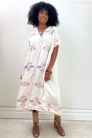 Anna Corinna Reworked Vintage Linen Woven Smock Dress