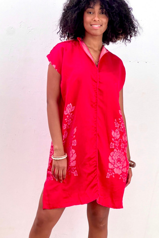 Anna Corinna Reworked Vintage Silk Red Smock Dress