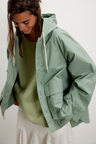 We The Free Seafarer Raincoat Jacket At Free People In Seagrass, Size: Medium