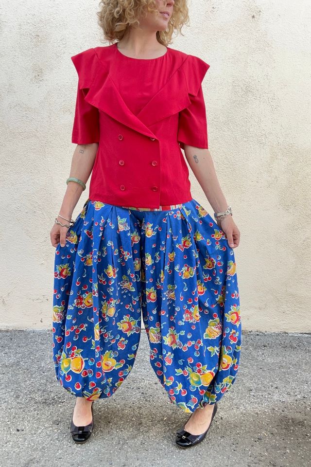 Vintage Blue Fruit Print Balloon Pants Selected by The Curatorial Dept. #1