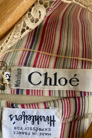 Женское платье The Curatorial Dept. Vintage Chloe Striped Silk Dress Selected, цвет: Слоновая кость — фото 4