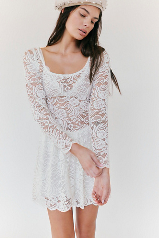 Nightcap Tulip Lace Mini Dress At Free People In Coconut Milk, Size: Small