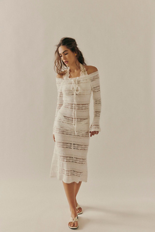 Nightcap French Antique Lace Midi Dress At Free People In Coconut Milk, Size: Small