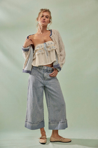 We The Free Brette Cropped Wide-Leg Jeans At Free People In Love Affair, Size: 30