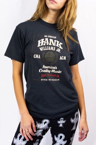 Vintage 80s Hank Williams Jr. Born to Boogie Concert T Shirt Selected by Black Shag Vintage