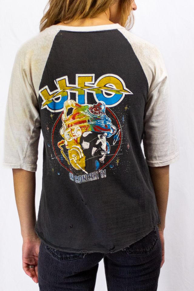 Vintage 1981 Outlaws and UFO Raglan Concert T Shirt Selected by Black Shag Vintage #1