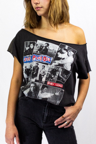 Vintage 80s Sex Pistols Pretty Vacant Concert T Shirt Selected by Black Shag Vintage
