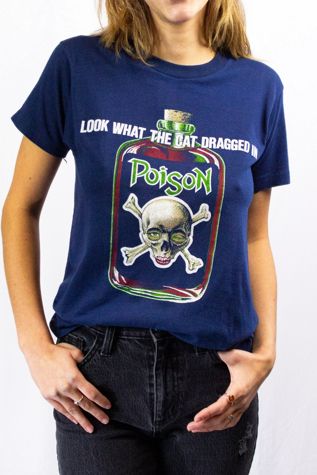 Vintage 80s Poison Look What The Cat Dragged In Concert T Shirt Selected by Black Shag Vintage