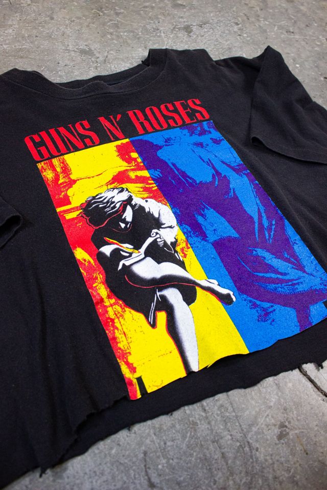 Vintage 1991 Guns N Roses Makin' A Fashion Statement Cropped Concert T Shirt Selected by Black Shag Vintage #1